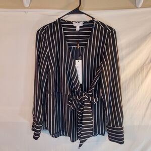 SCAPA Lauren Perre Women'snsize XS Side Tie Striped Blouse New with Tags